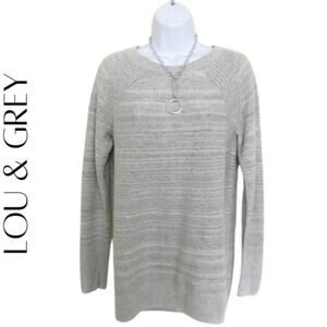 LOU & GREY Heather Gray Crew Neck Pullover Sweater, XS